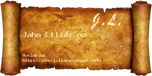 Jahn Liliána névjegykártya